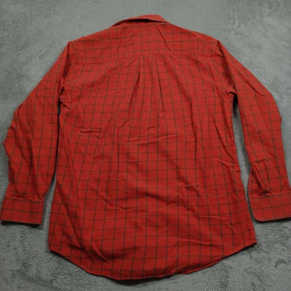 Orvis Shirt Mens Medium Orange Plaid Button Up Outdoor Casual Wool Blend - Picture 5 of 7